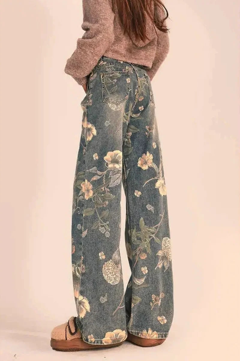 Floral Wide Jeans